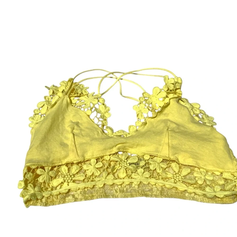 Floral Lace Bralette in Yellow - Women's Intimates